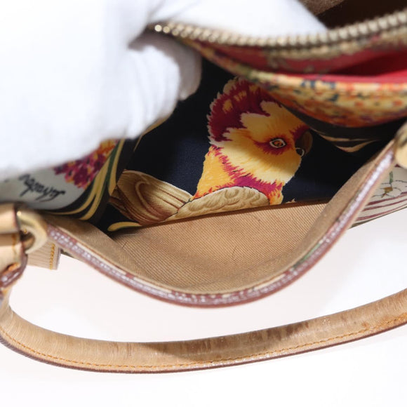 Salvatore Ferragamo Hand Bag Nylon Multicolor Gold Auth BA10756