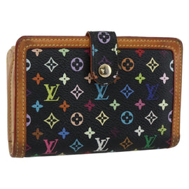 LOUIS VUITTON Multicolor Portefeuille Viennois Wallet Black M92988 Auth BA10757