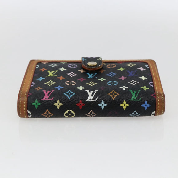 LOUIS VUITTON Multicolor Portefeuille Viennois Wallet Black M92988 Auth BA10757