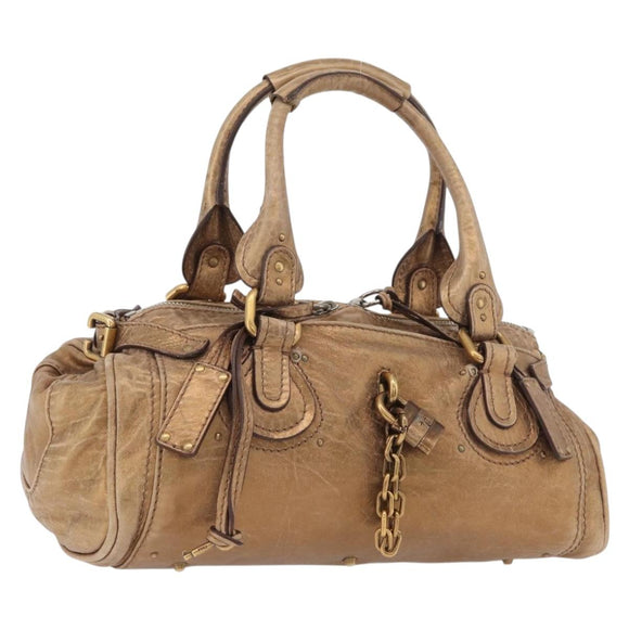 Chloe Paddington Hand Bag Leather Gold Tone Silver Auth BA10758V