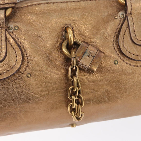 Chloe Paddington Hand Bag Leather Gold Tone Silver Auth BA10758V