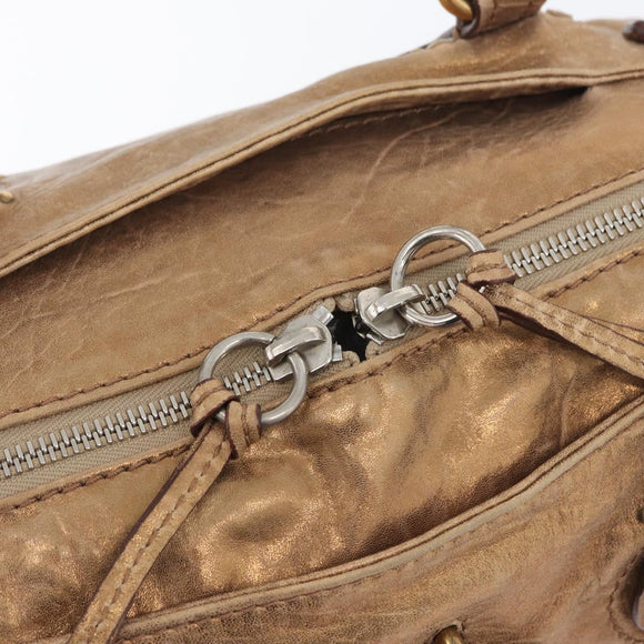 Chloe Paddington Hand Bag Leather Gold Tone Silver Auth BA10758V