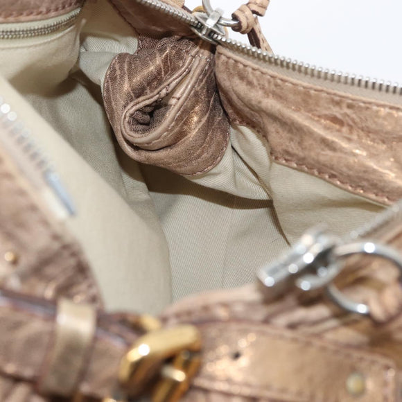 Chloe Paddington Hand Bag Leather Gold Tone Silver Auth BA10758V