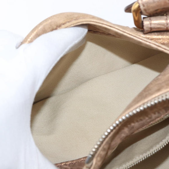 Chloe Paddington Hand Bag Leather Gold Tone Silver Auth BA10758V