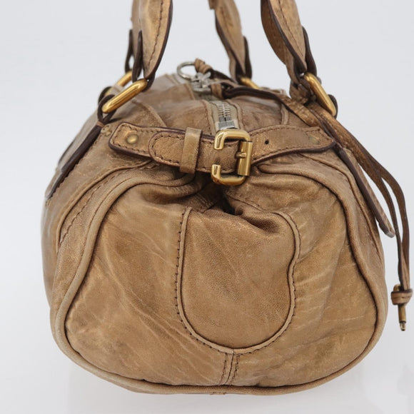 Chloe Paddington Hand Bag Leather Gold Tone Silver Auth BA10758V