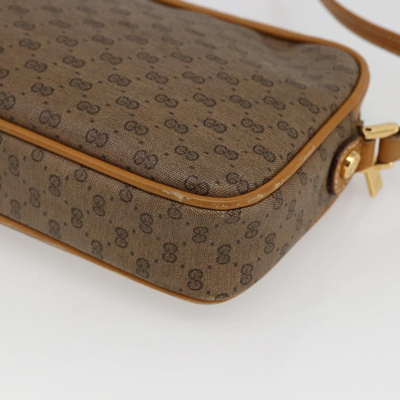 GUCCI Micro GG Supreme Shoulder Bag PVC Beige Gold Auth BA10759