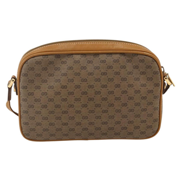 GUCCI Micro GG Supreme Shoulder Bag PVC Beige Gold Auth BA10759