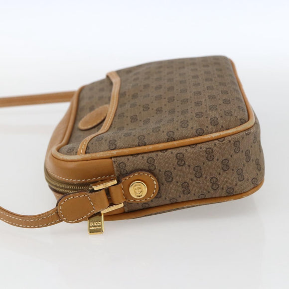 GUCCI Micro GG Supreme Shoulder Bag PVC Beige Gold Auth BA10759