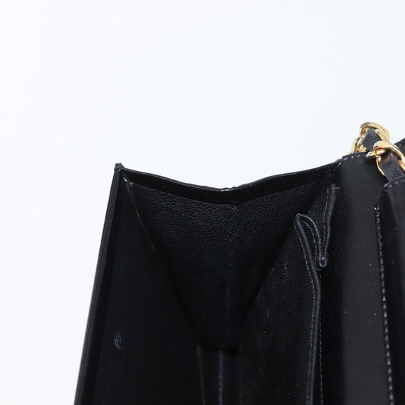 CHANEL Chain Schoudertas Lakleer Zwart Goud CC Auth BA10760