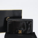 CHANEL Chain Schoudertas Lakleer Zwart Goud CC Auth BA10760-12