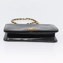 CHANEL Chain Schoudertas Lakleer Zwart Goud CC Auth BA10760-5