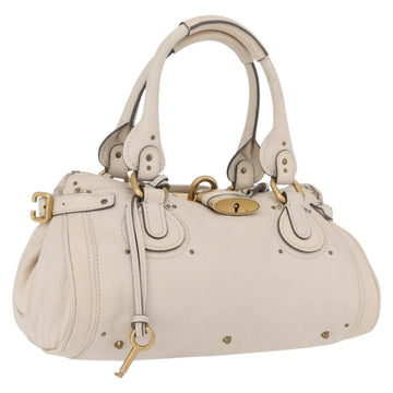 Chloe Paddington Hand Bag Leather Ivory Gold Silver Auth BA10761SAV