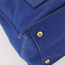 PRADA Handtas Leer Canvas 2-weg Blauw Goud Auth BA10762-9