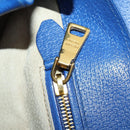 PRADA Handtas Leer Canvas 2-weg Blauw Goud Auth BA10762-24
