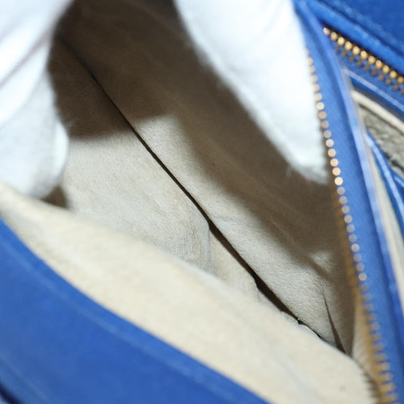 PRADA Handtas Leer Canvas 2-weg Blauw Goud Auth BA10762