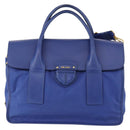 PRADA Handtas Leer Canvas 2-weg Blauw Goud Auth BA10762-13