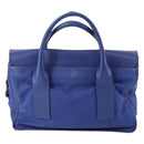 PRADA Handtas Leer Canvas 2-weg Blauw Goud Auth BA10762-2