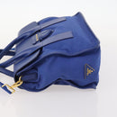 PRADA Handtas Leer Canvas 2-weg Blauw Goud Auth BA10762-4