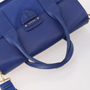 PRADA Handtas Leer Canvas 2-weg Blauw Goud Auth BA10762-6