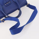 PRADA Handtas Leer Canvas 2-weg Blauw Goud Auth BA10762-7