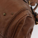 Chloe Paddington Hand Bag Leather Brown Gold Silver Auth BA10764SAV-14
