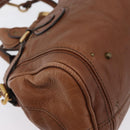 Chloe Paddington Hand Bag Leather Brown Gold Silver Auth BA10764SAV-15