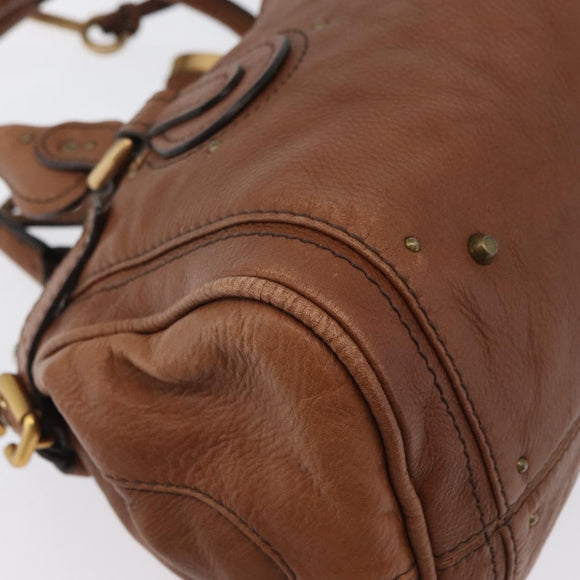 Chloe Paddington Hand Bag Leather Brown Gold Silver Auth BA10764SAV