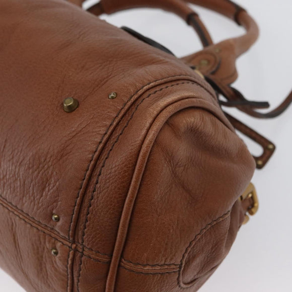 Chloe Paddington Hand Bag Leather Brown Gold Silver Auth BA10764SAV