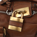 Chloe Paddington Hand Bag Leather Brown Gold Silver Auth BA10764SAV-17