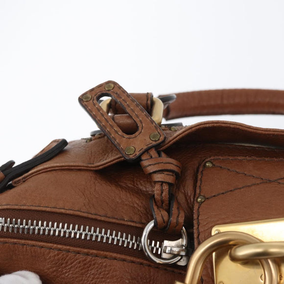 Chloe Paddington Hand Bag Leather Brown Gold Silver Auth BA10764SAV