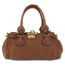 Chloe Paddington Hand Bag Leather Brown Gold Silver Auth BA10764SAV-13