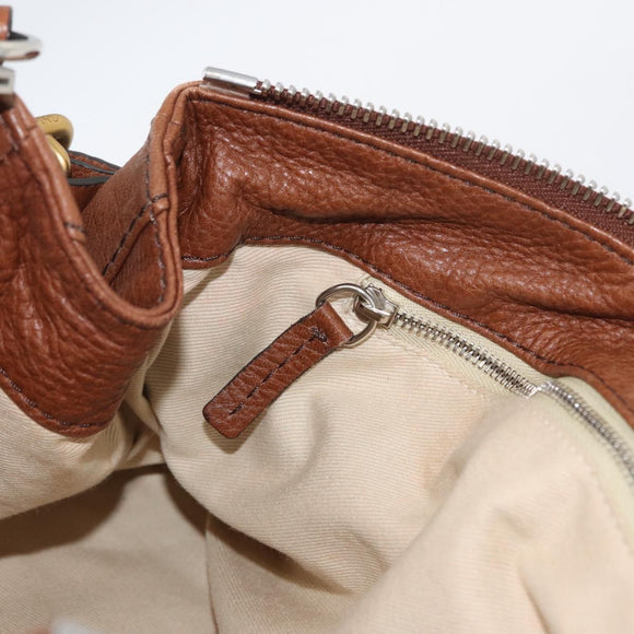 Chloe Paddington Hand Bag Leather Brown Gold Silver Auth BA10764SAV