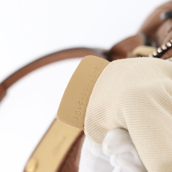 Chloe Paddington Hand Bag Leather Brown Gold Silver Auth BA10764SAV