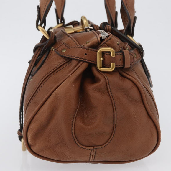 Chloe Paddington Hand Bag Leather Brown Gold Silver Auth BA10764SAV
