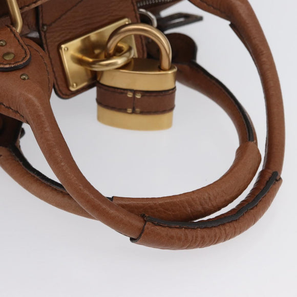 Chloe Paddington Hand Bag Leather Brown Gold Silver Auth BA10764SAV
