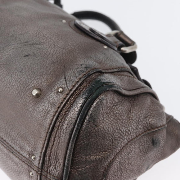 Chloe Paddington Hand Bag Leather Silver Auth BA10765V