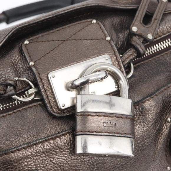 Chloe Paddington Hand Bag Leather Silver Auth BA10765V