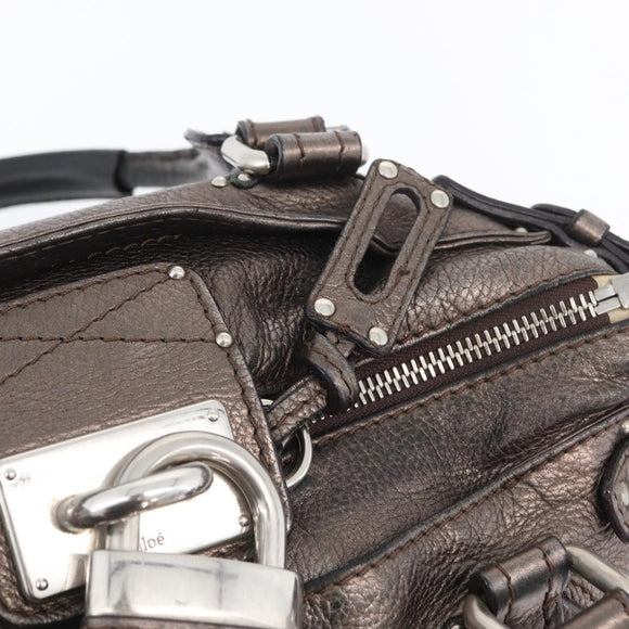 Chloe Paddington Hand Bag Leather Silver Auth BA10765V