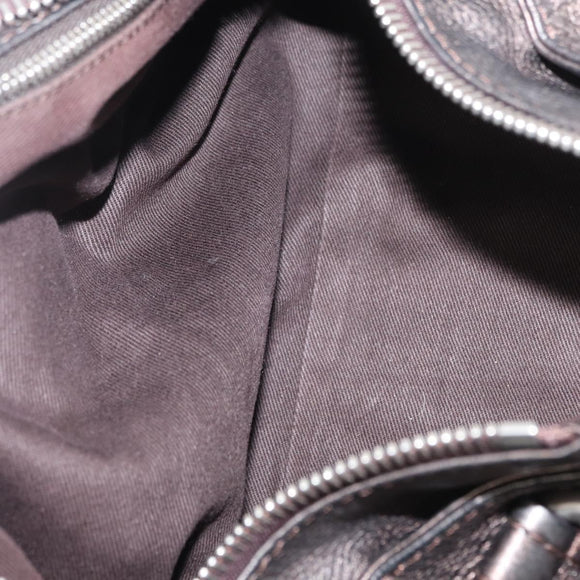 Chloe Paddington Hand Bag Leather Silver Auth BA10765V