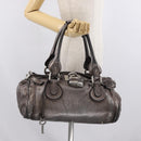 Chloe Paddington Hand Bag Leather Silver Auth BA10765V-26