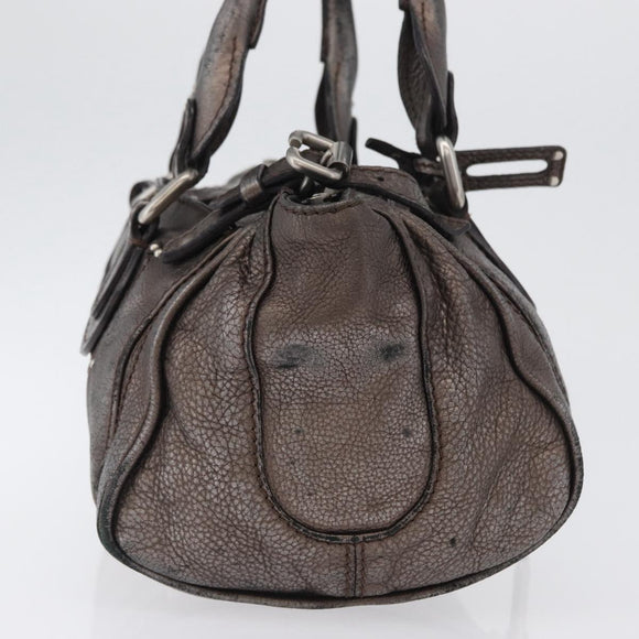 Chloe Paddington Hand Bag Leather Silver Auth BA10765V