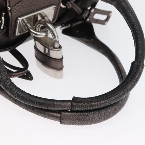 Chloe Paddington Hand Bag Leather Silver Auth BA10765V