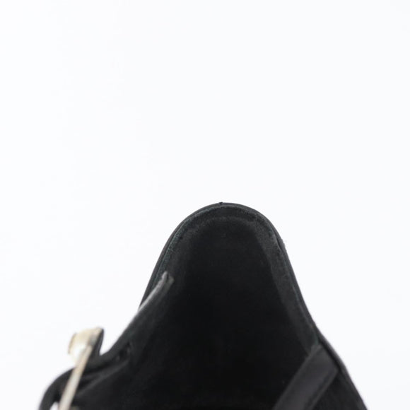 CHANEL Pumps High Heels Leather 35 1/2 Black CC Auth BA10766