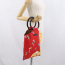 BVLGARI Hand Bag Satin Red Auth BA10772-20