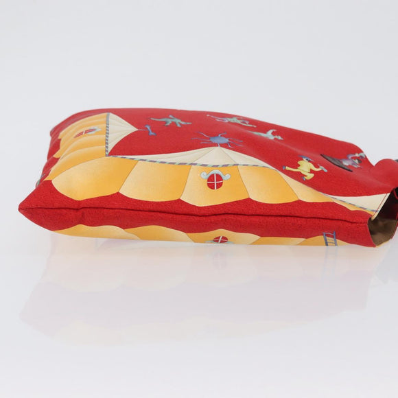 BVLGARI Hand Bag Satin Red Auth BA10772