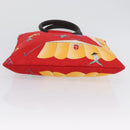 BVLGARI Hand Bag Satin Red Auth BA10772-9