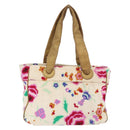 CHANEL Hand Bag Canvas Ivory Gold CC Auth BA10783-2