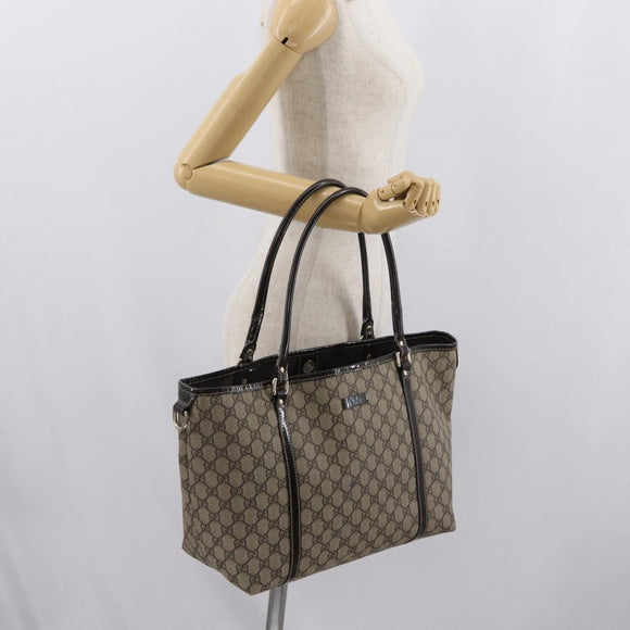 GUCCI GG Supreme Tote Bag PVC Beige Gold 197953 Auth BA10785
