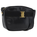Salvatore Ferragamo Vala Shoulder Bag Leather Black Gold Auth BA10794-1