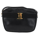 Salvatore Ferragamo Vala Shoulder Bag Leather Black Gold Auth BA10794-13